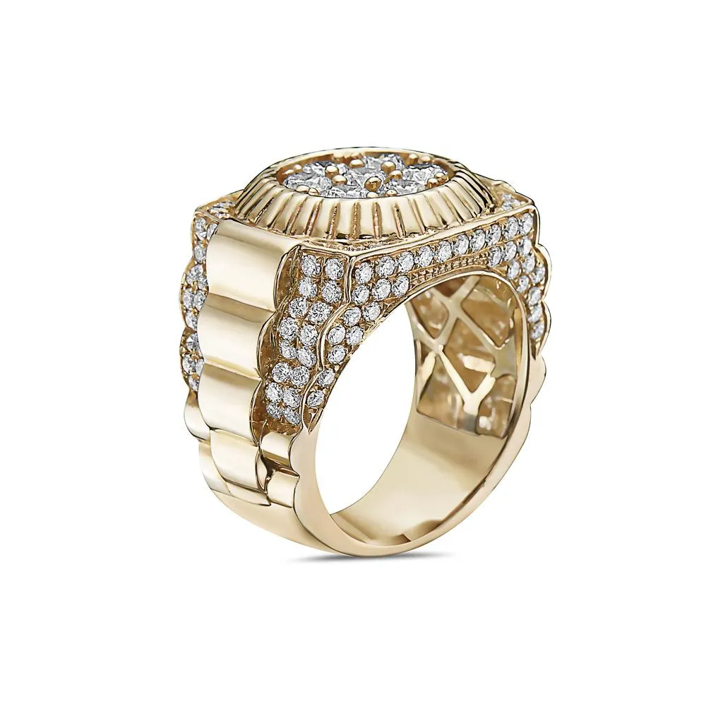 Men's 14K Yellow Gold Ring with 3.53 CT Diamonds