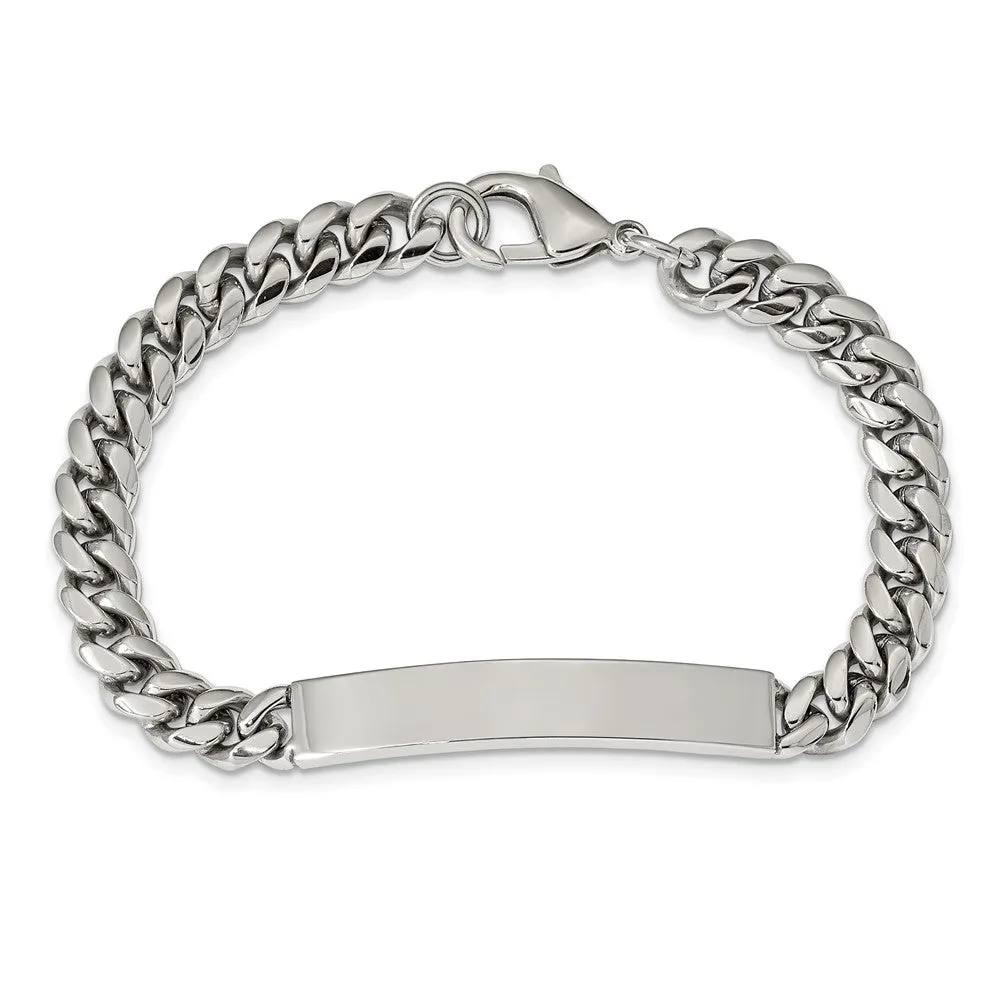 Men's 8mm Stainless Steel Miami Cuban Curb I.D. Bracelet, 8.25 Inch