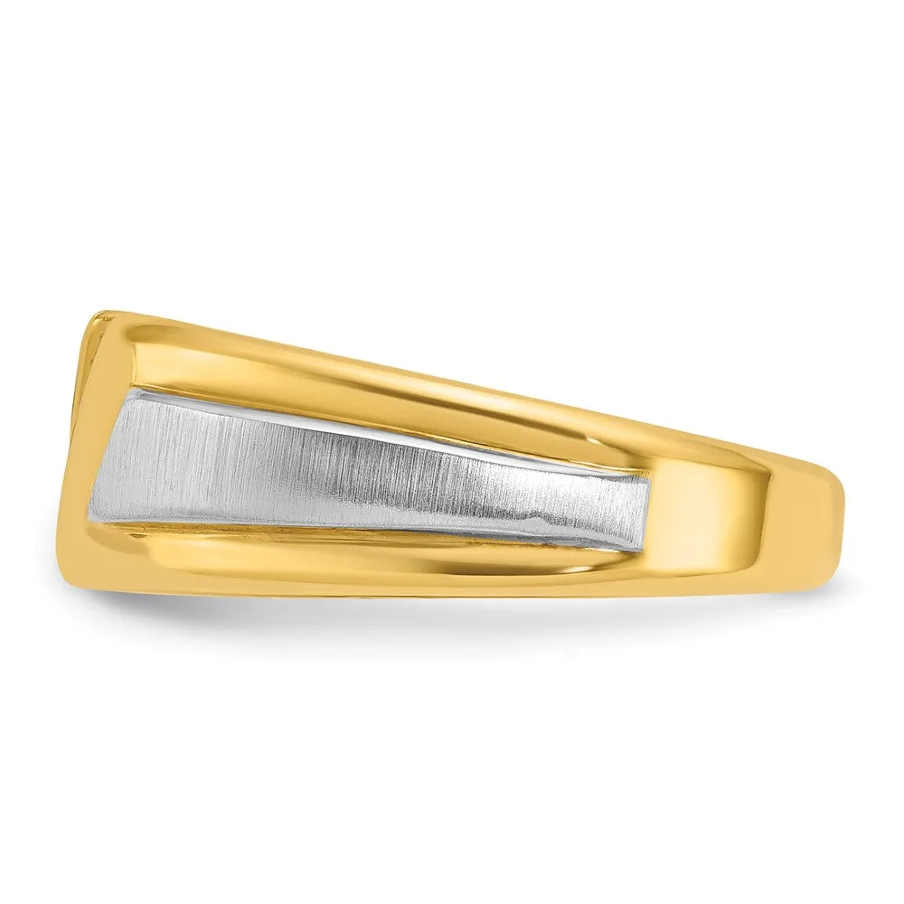 Men's 9.3mm 14K Two Tone Gold 3-Stone 1/4 Ctw Diamond Tapered Band