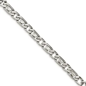 Men's 9mm Stainless Steel Fancy Curb Chain Necklace, 24 Inch