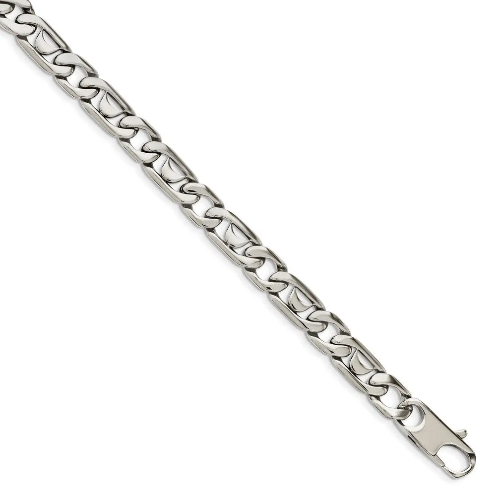 Men's 9mm Stainless Steel Fancy Curb Chain Necklace, 24 Inch