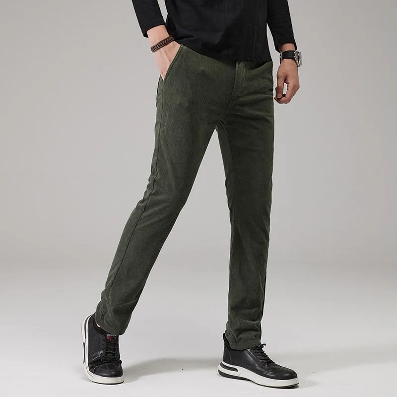 Men's Cotton Casual Elastic Waist Regular Fit Full Length Casual Pants