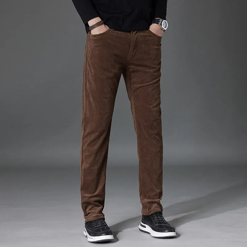 Men's Cotton Casual Elastic Waist Regular Fit Full Length Casual Pants