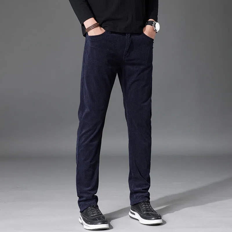 Men's Cotton Casual Elastic Waist Regular Fit Full Length Casual Pants