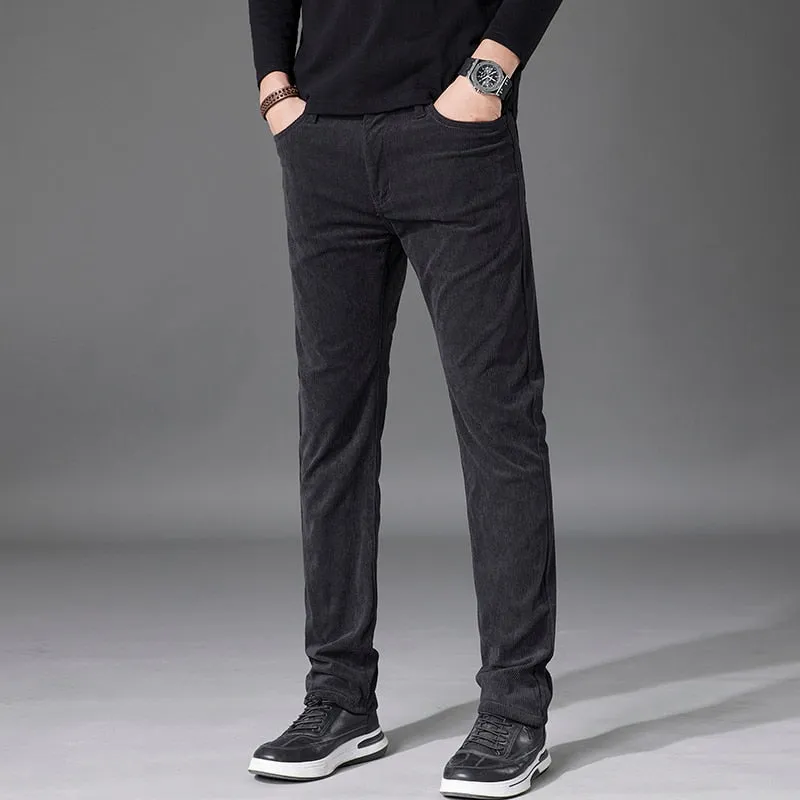 Men's Cotton Casual Elastic Waist Regular Fit Full Length Casual Pants