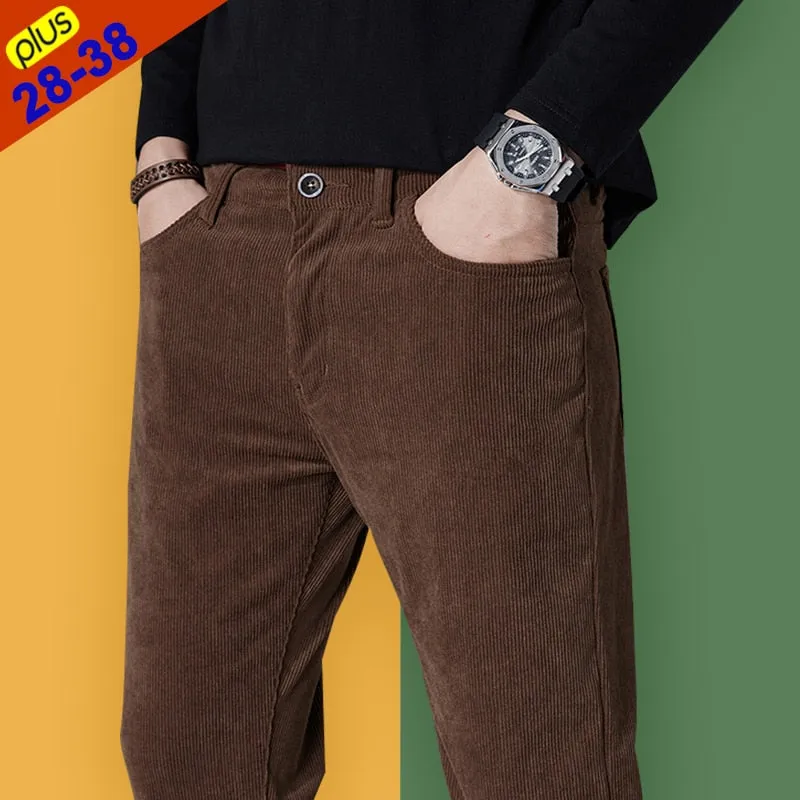 Men's Cotton Casual Elastic Waist Regular Fit Full Length Casual Pants