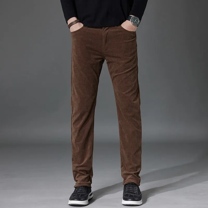 Men's Cotton Casual Elastic Waist Regular Fit Full Length Casual Pants