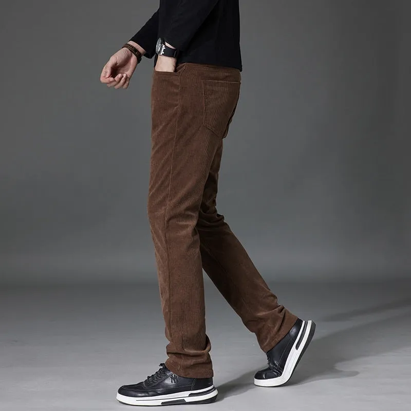 Men's Cotton Casual Elastic Waist Regular Fit Full Length Casual Pants