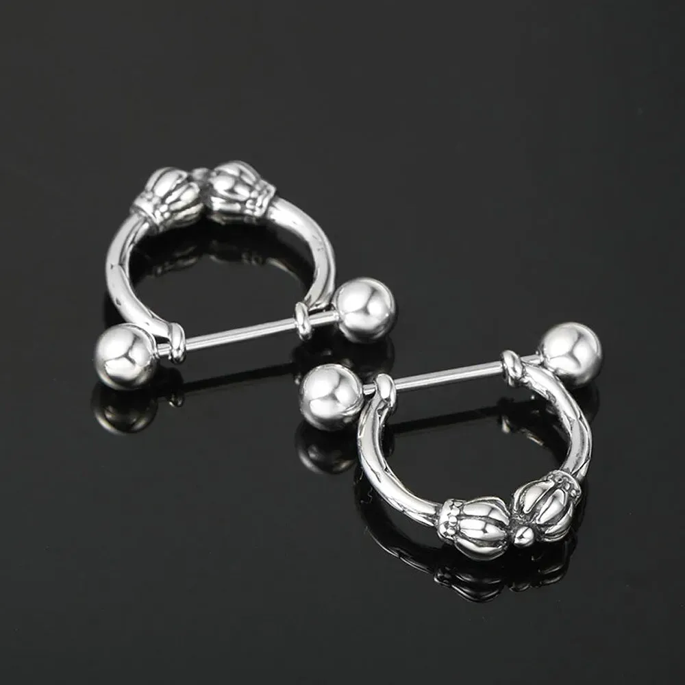 Men's Punk Korean Style Stainless Steel Geometric Crown Earrings