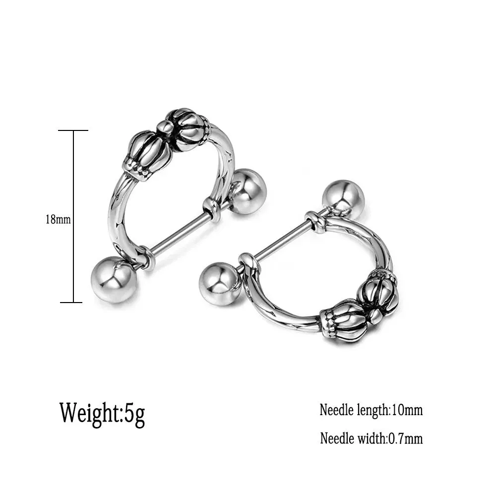 Men's Punk Korean Style Stainless Steel Geometric Crown Earrings