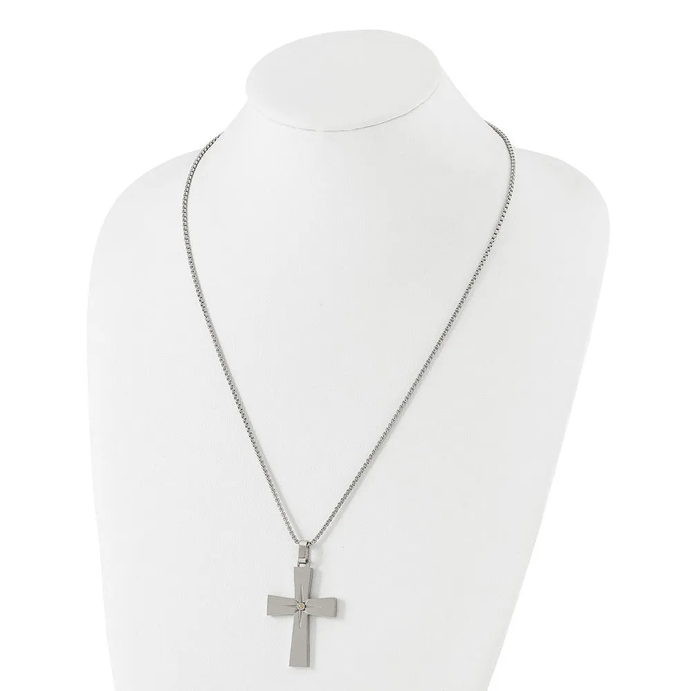 Men's Stainless Steel & Gold Tone North Star Cross Necklace, 24 Inch