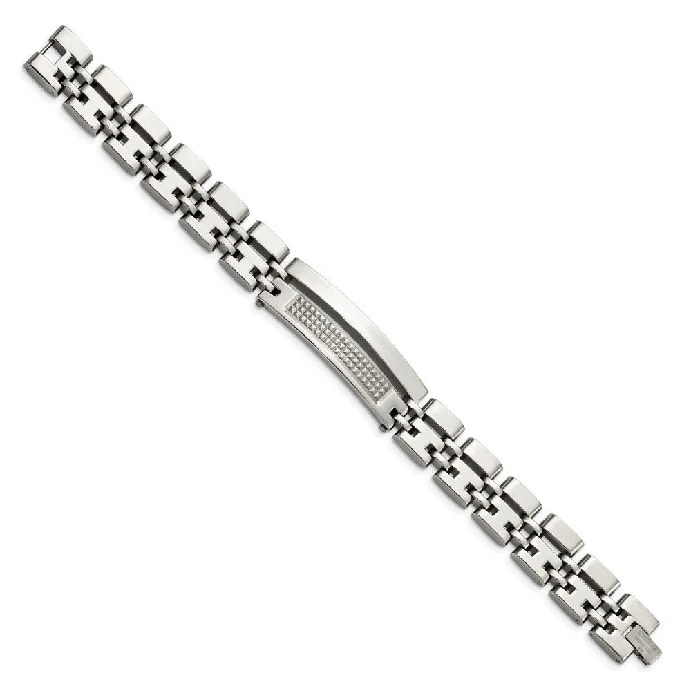 Men's Stainless Steel 15mm Brushed & Polished Link Bracelet, 8.5 Inch