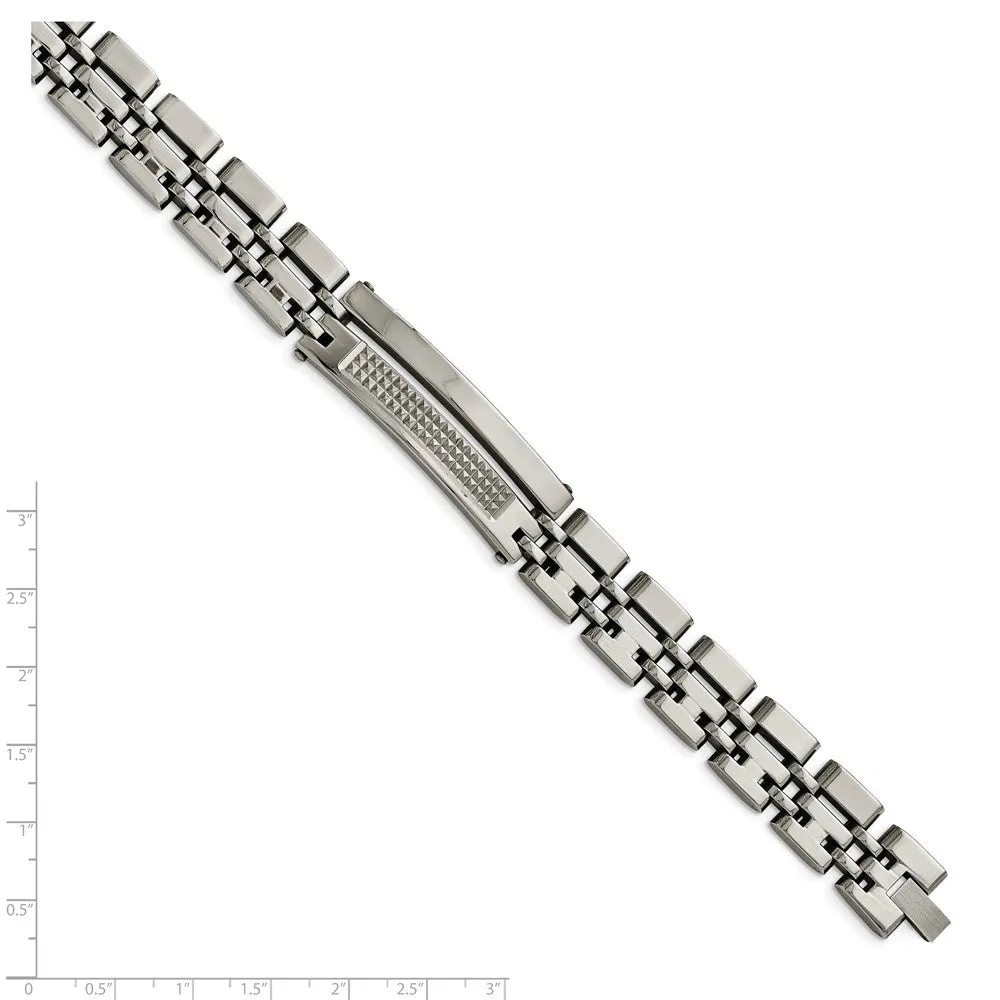 Men's Stainless Steel 15mm Brushed & Polished Link Bracelet, 8.5 Inch