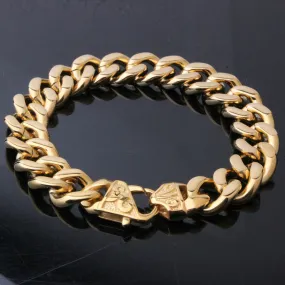 Men's Stainless Steel Gold Miami Cuban Link Chain Bracelet