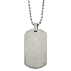 Men's Stainless Steel Scratch Finish Dog Tag Necklace, 22 Inch