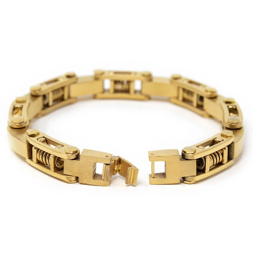 Men's Stainless Steel Spring Link Bracelet Gold Plated