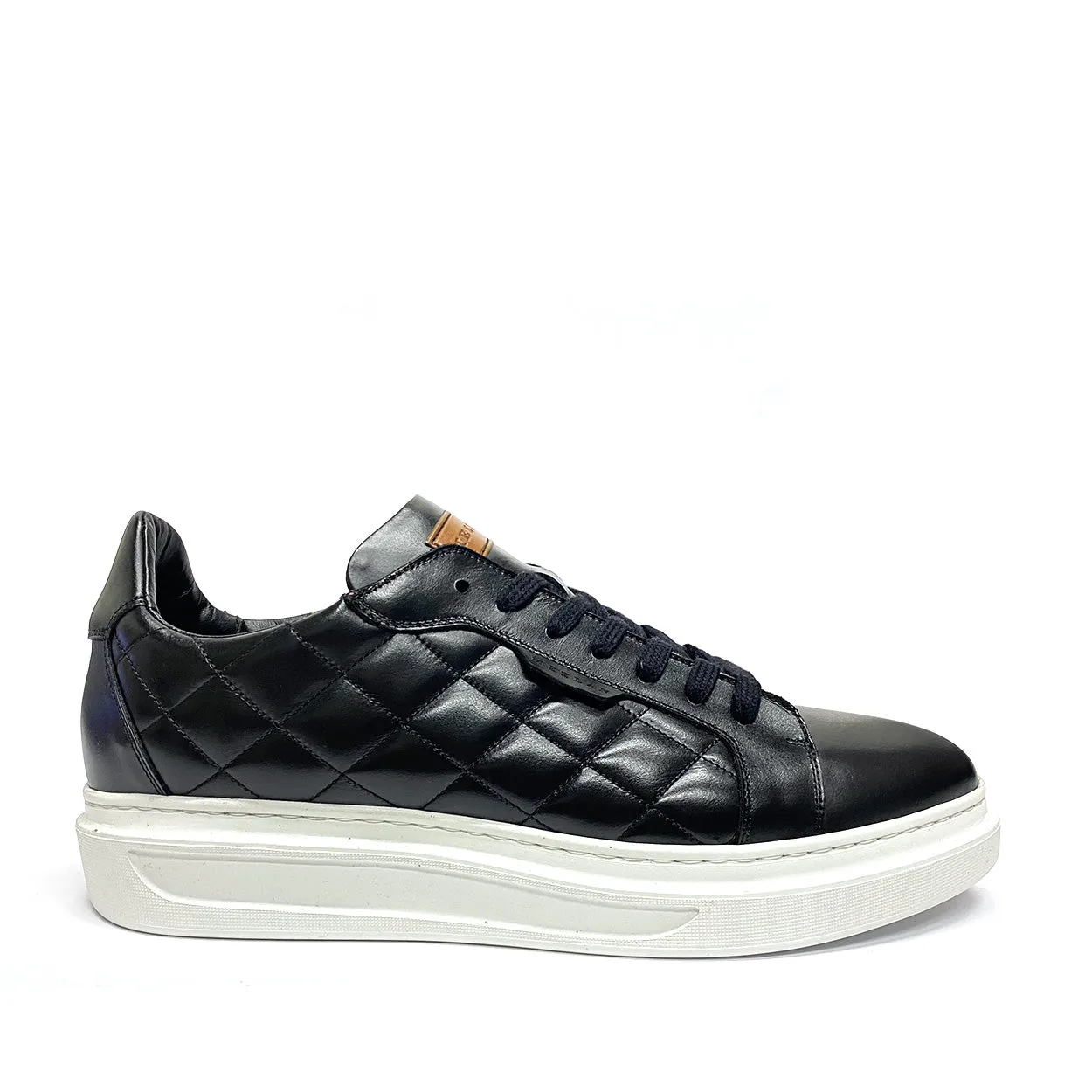 Mezlan A20456 Men's Shoes Black Quilted Calf-Skin Leather Casual Sneakers (MZS3545)