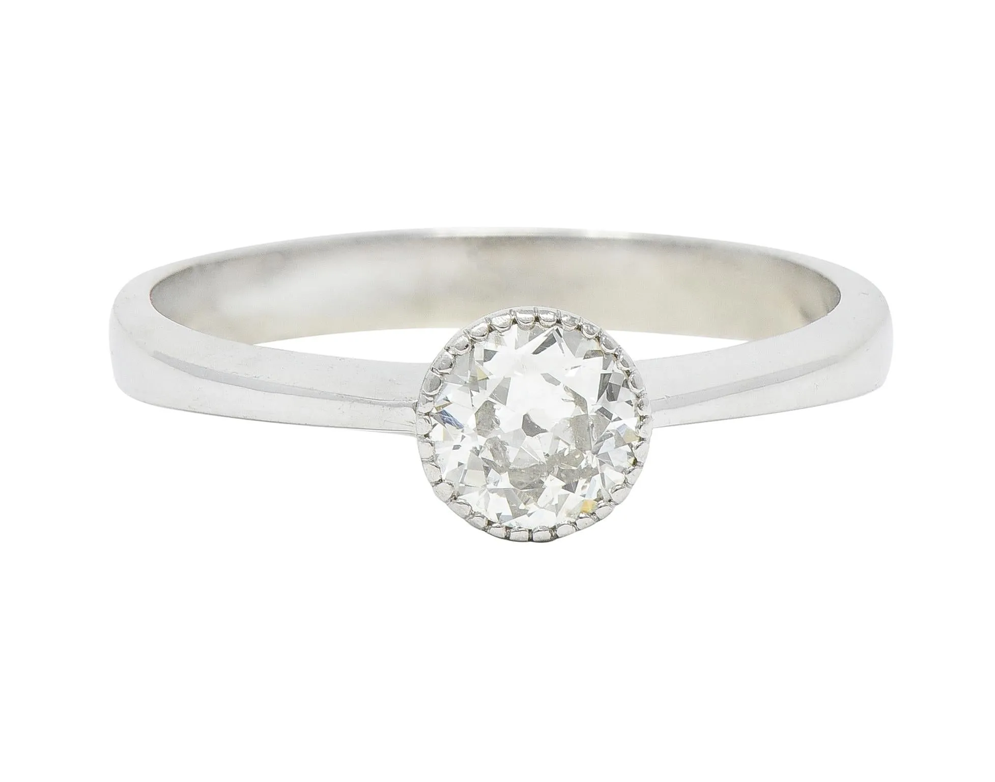 Mid-Century 0.32 CTW Old European Cut Diamond 18 Karat White Gold Solitaire Engagement Ring