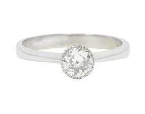 Mid-Century 0.32 CTW Old European Cut Diamond 18 Karat White Gold Solitaire Engagement Ring