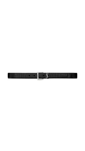 Monogram Belt in Matte Crocodile Embossed Leather - Black