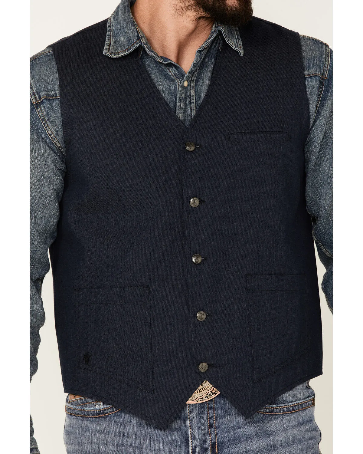 Moonshine Spirit Men's Saloon Textured Solid Button Down Western Vest