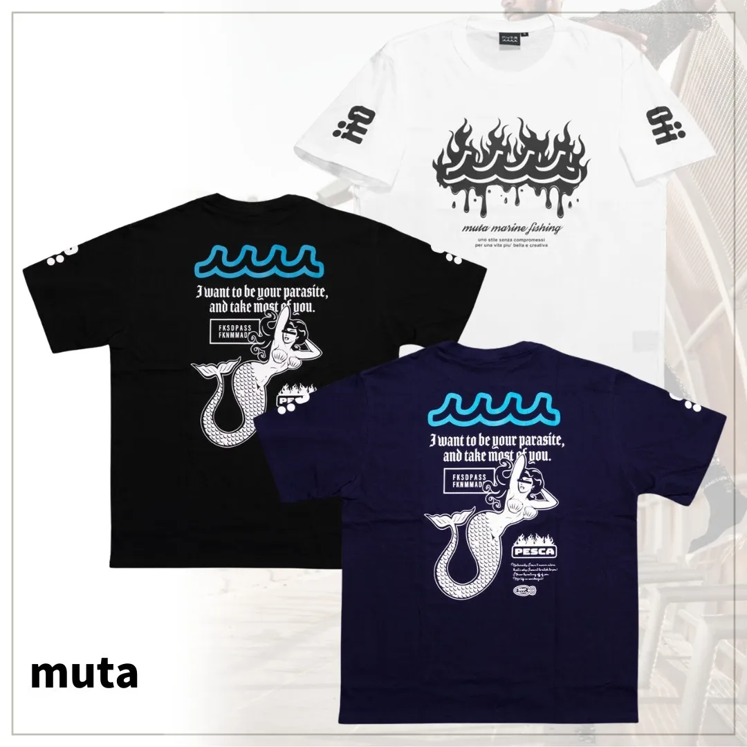 muta  |Crew Neck Unisex Street Style Plain Cotton Short Sleeves