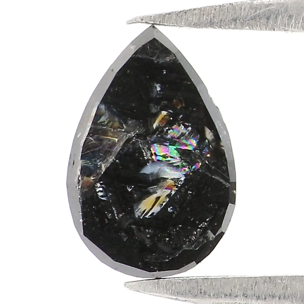 Natural Loose Pear Diamond, Pear Black Color Diamond, Natural Loose Diamond, Pear Rose Cut Diamond, Rose Cut Pear 0.53 CT Pear S