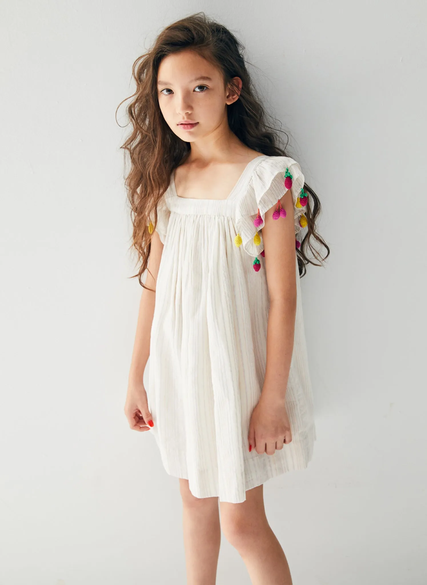 Nellystella Chloe Dress in Rainbow Textured Stripes