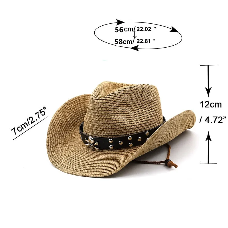 New Straw Western Cowboy Hat Hand Made Beach Felt Sun hats Summer Cap For Man Woman Curling Brim Cap Sun Protection Unisex Hats