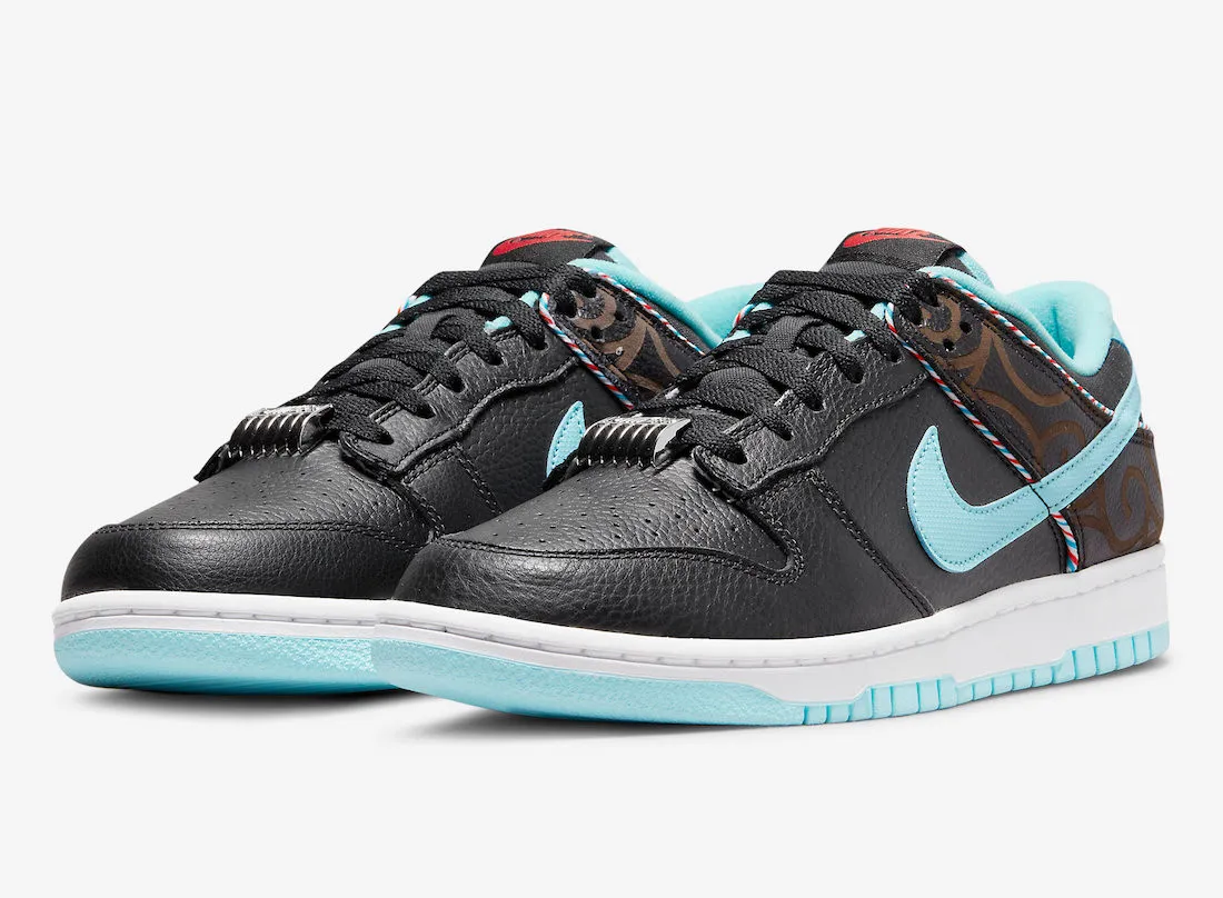 Nike SB Dunk Low Barbershop Black Teal White Shoes DH7614-001