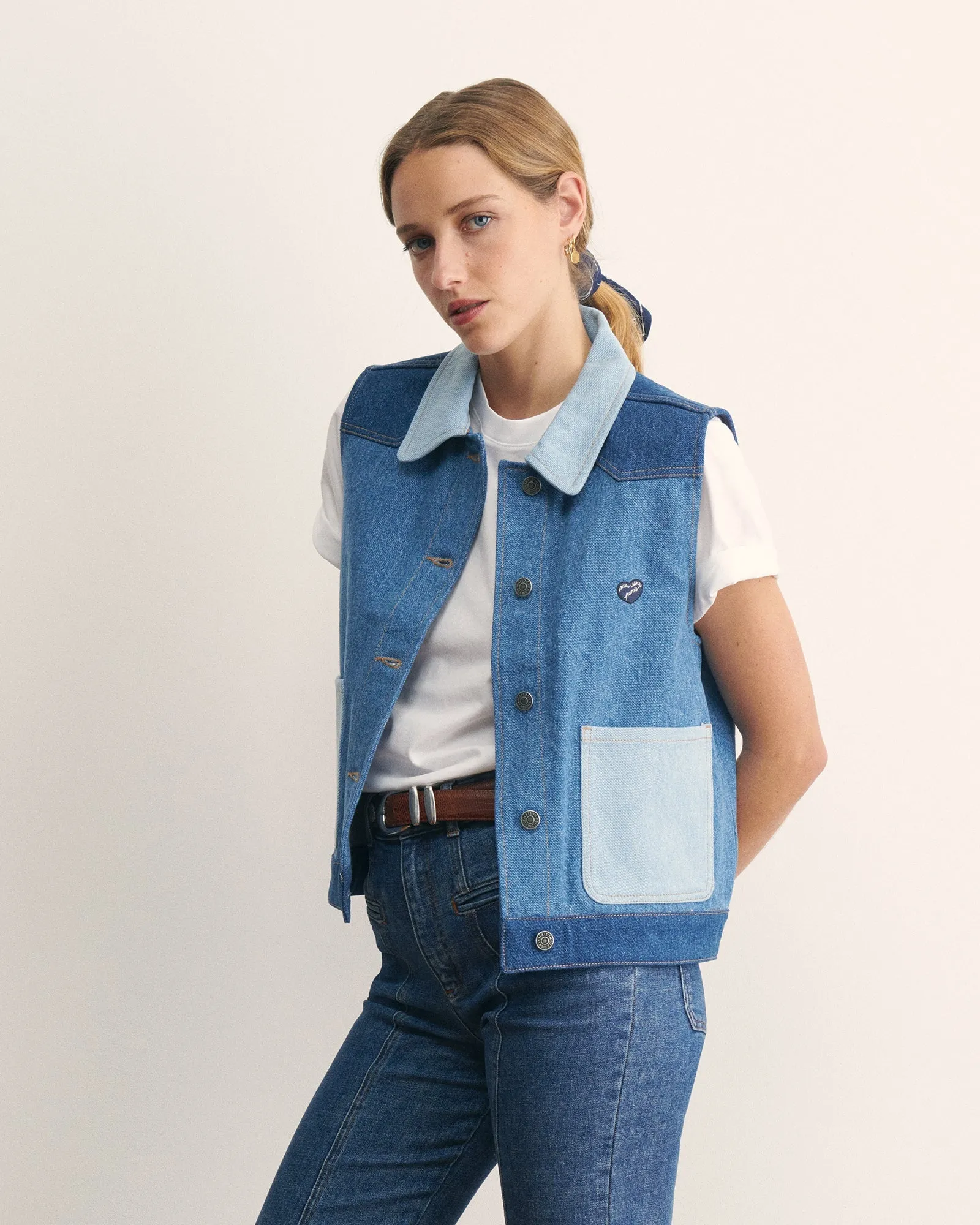 Patch Coeur duca patchwork denim jacket