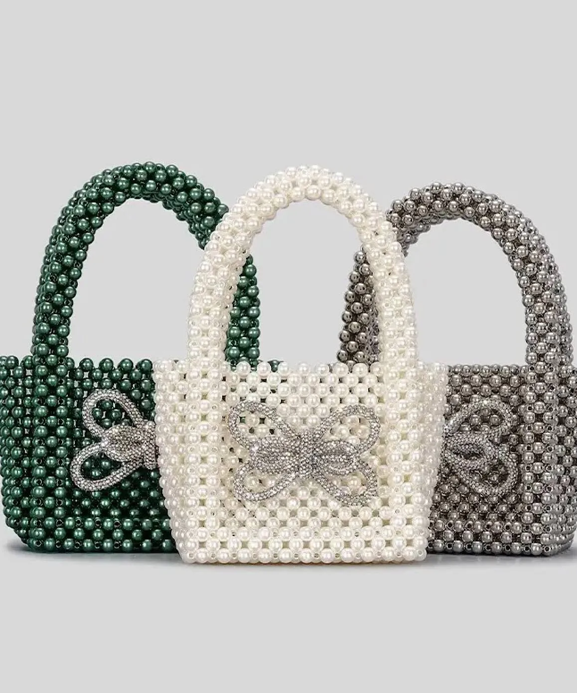 Pearl Beaded Bow Decor Micro Evening Bag