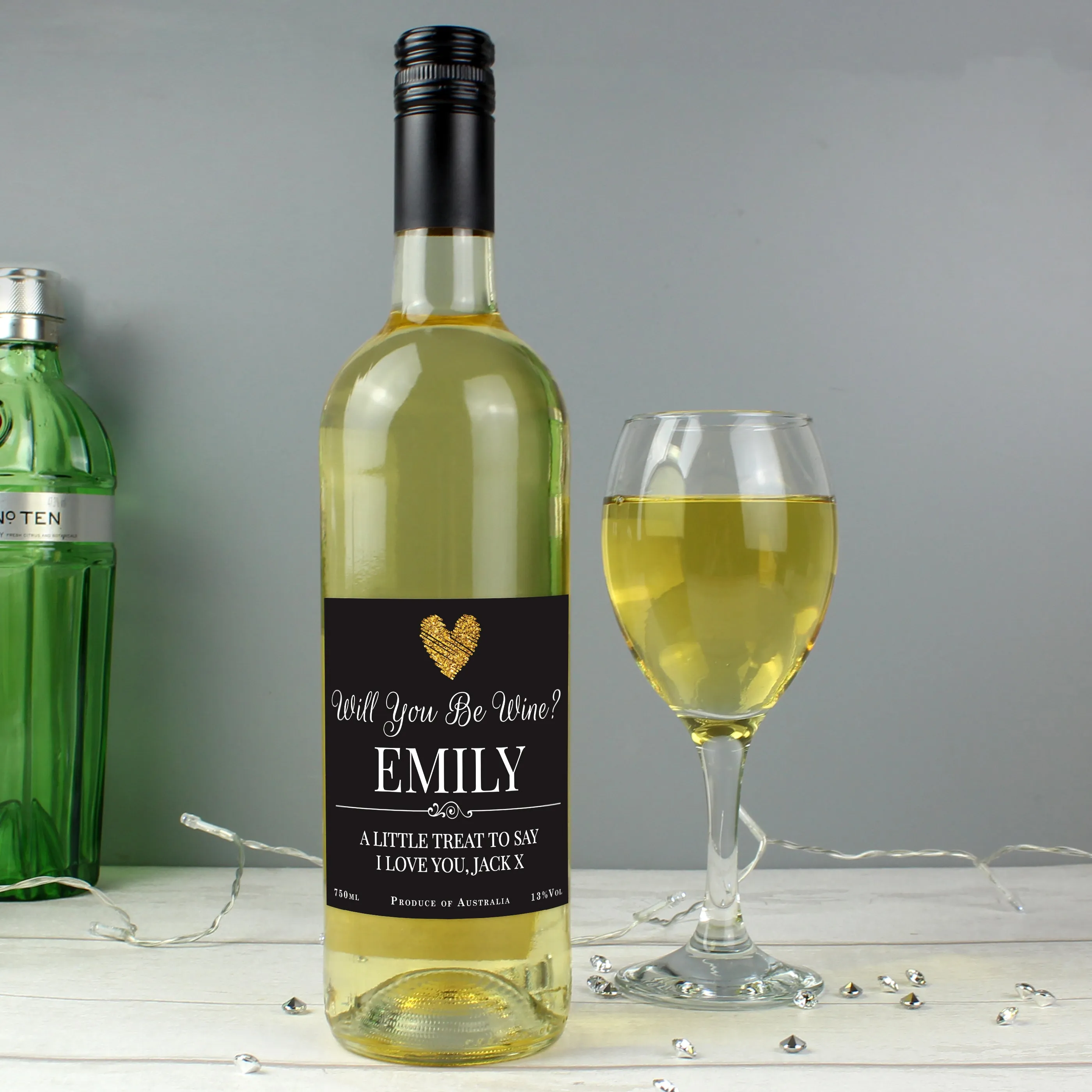 Personalised Heart White Wine