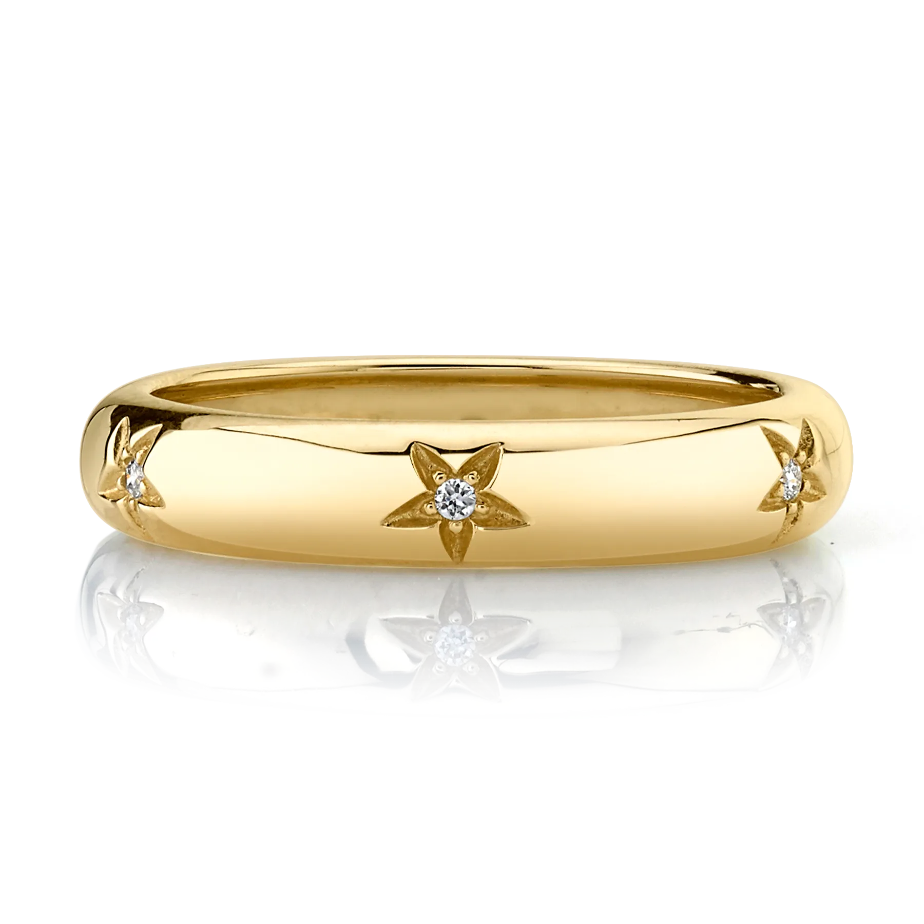 Petite Star Band - White Diamond / 14k Yellow Gold