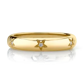 Petite Star Band - White Diamond / 14k Yellow Gold