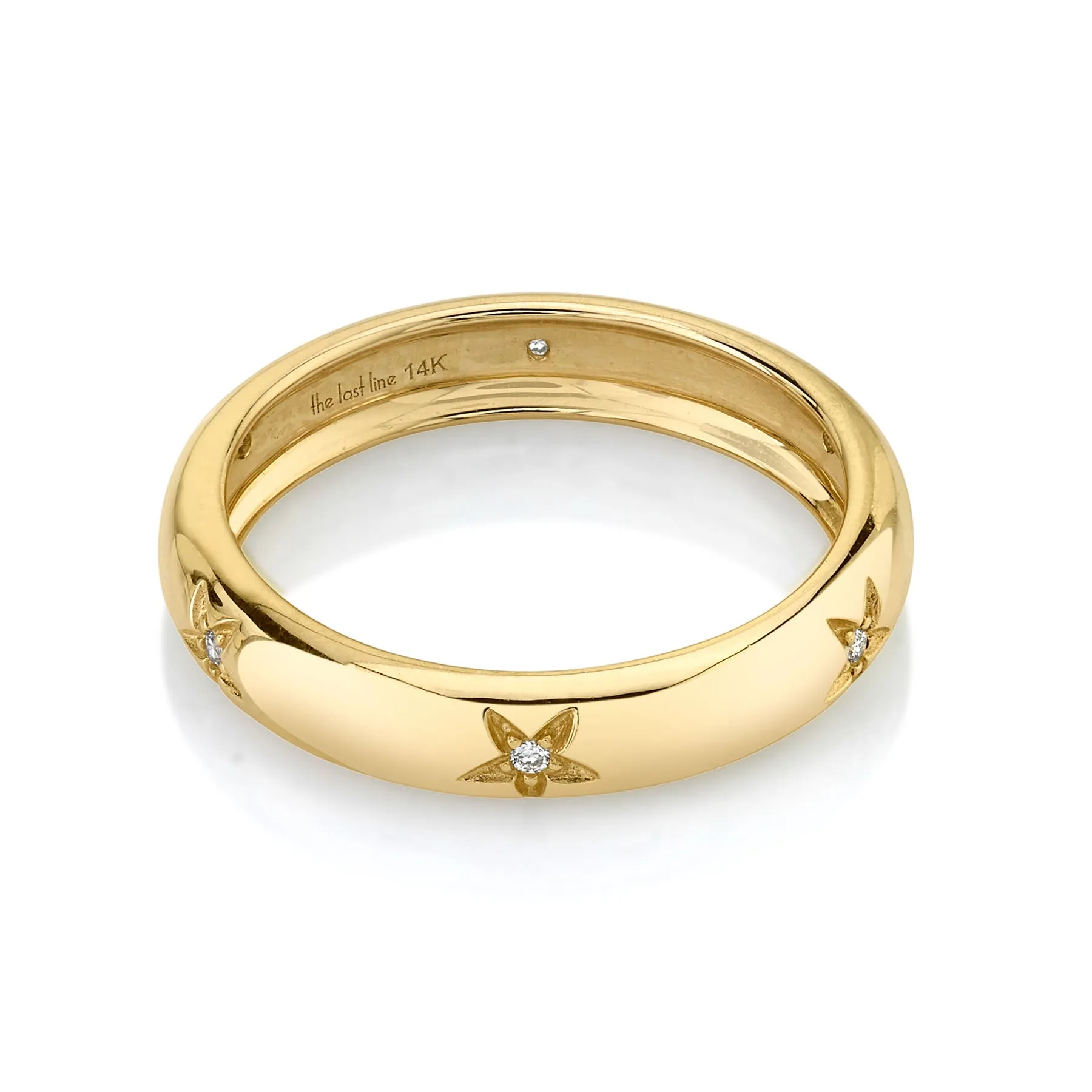 Petite Star Band - White Diamond / 14k Yellow Gold