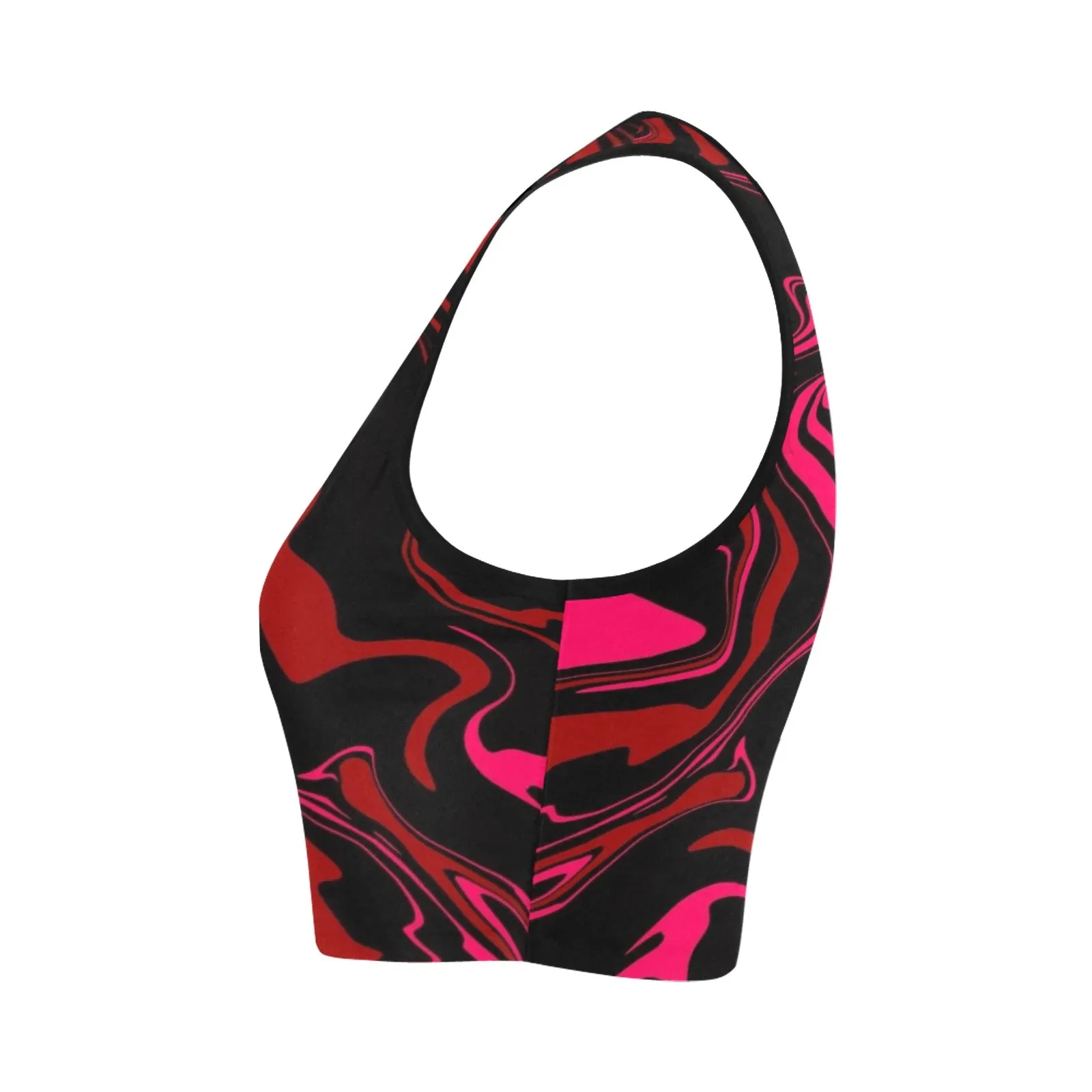 Pink Red and Black Abstract Melt Fitted Crop Top