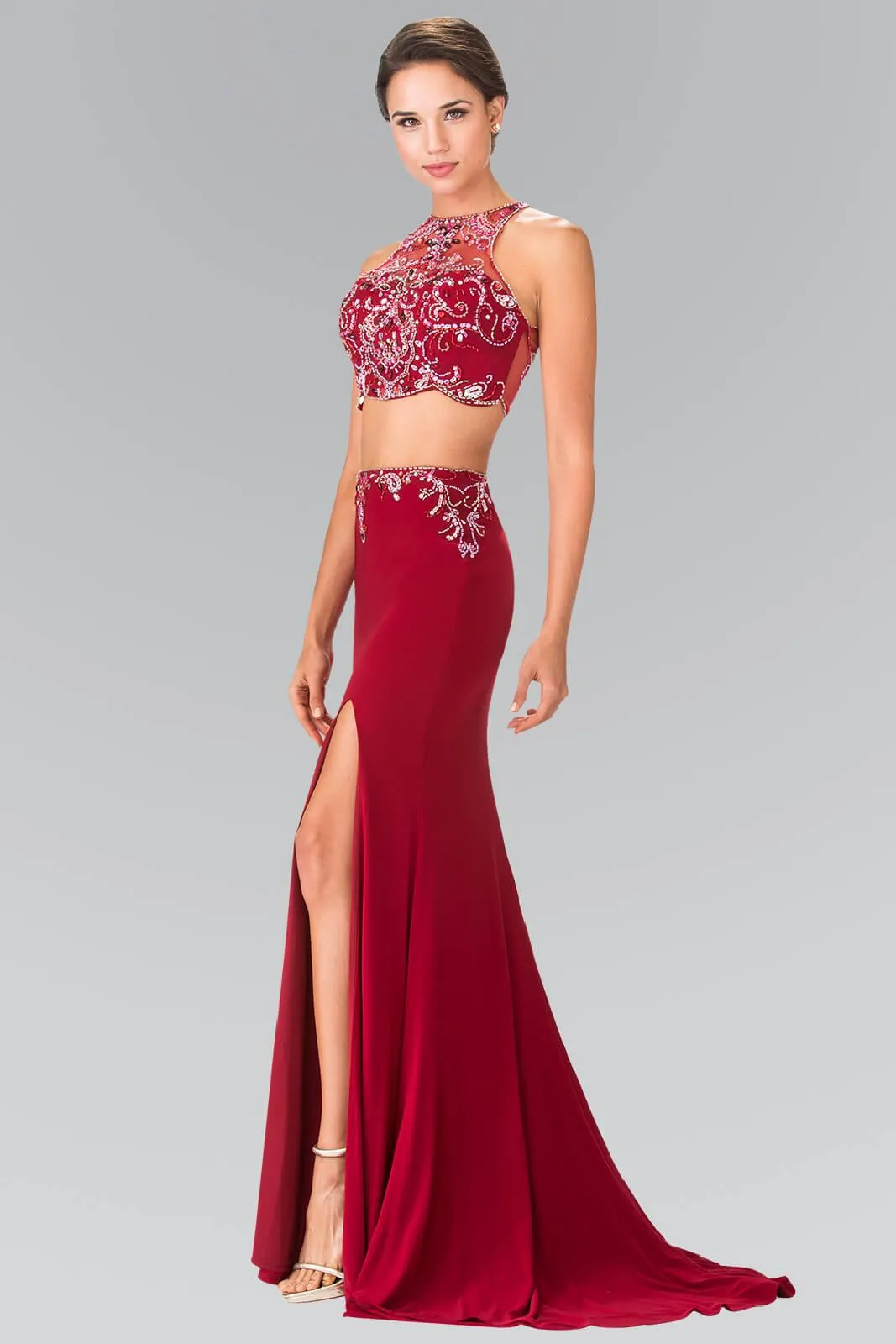 Prom 2 Piece Sexy Halter Evening Gown