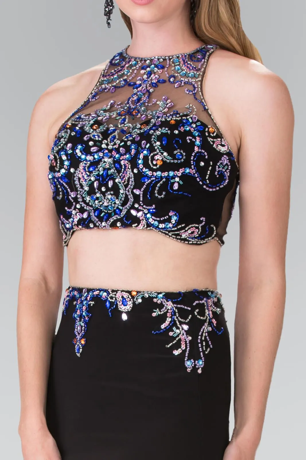 Prom 2 Piece Sexy Halter Evening Gown