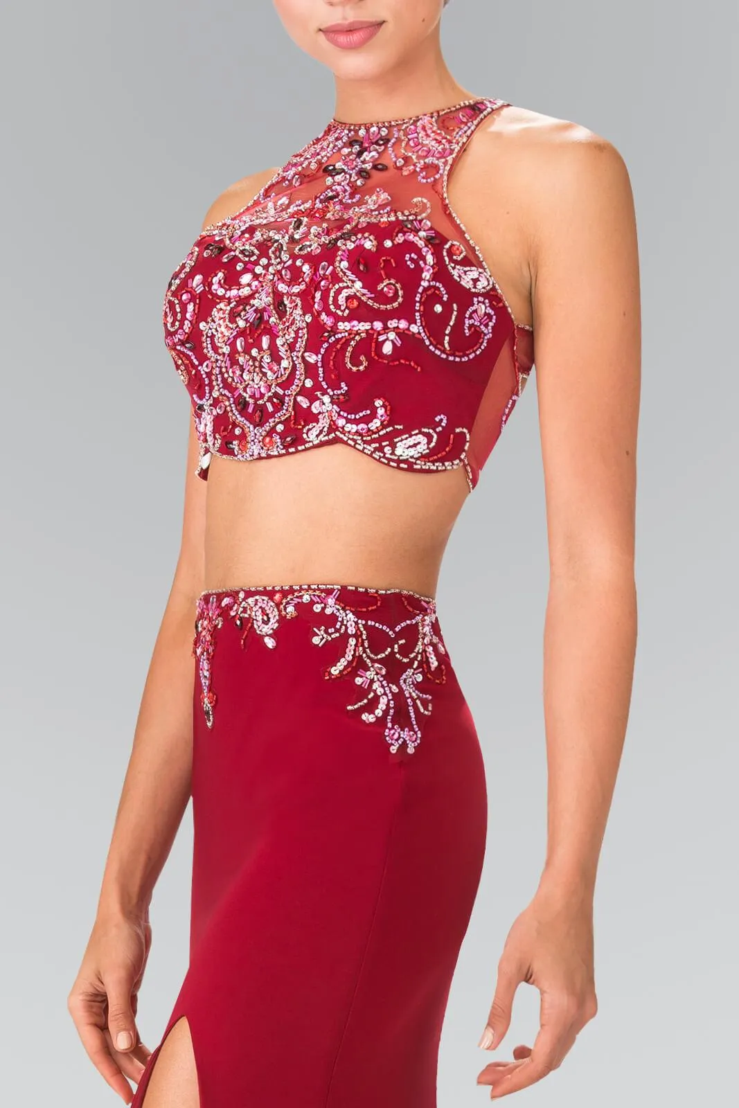 Prom 2 Piece Sexy Halter Evening Gown