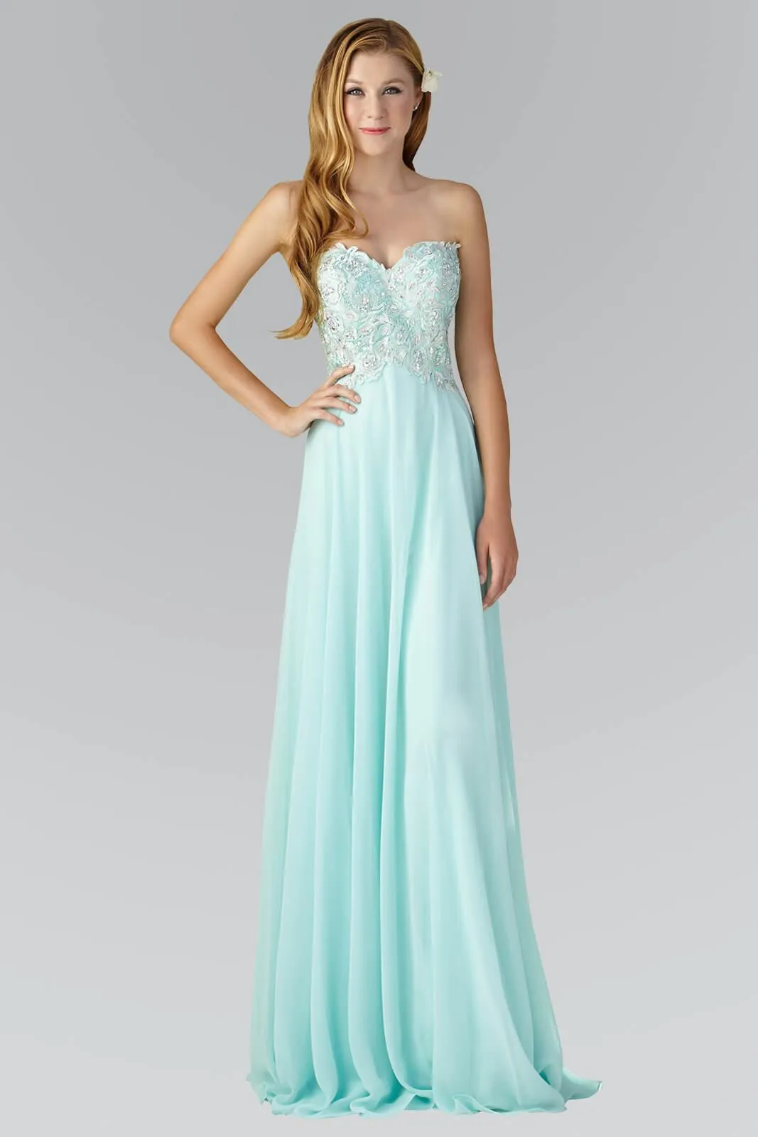 Prom Long Dress Strapless Chiffon Formal Evening Gown