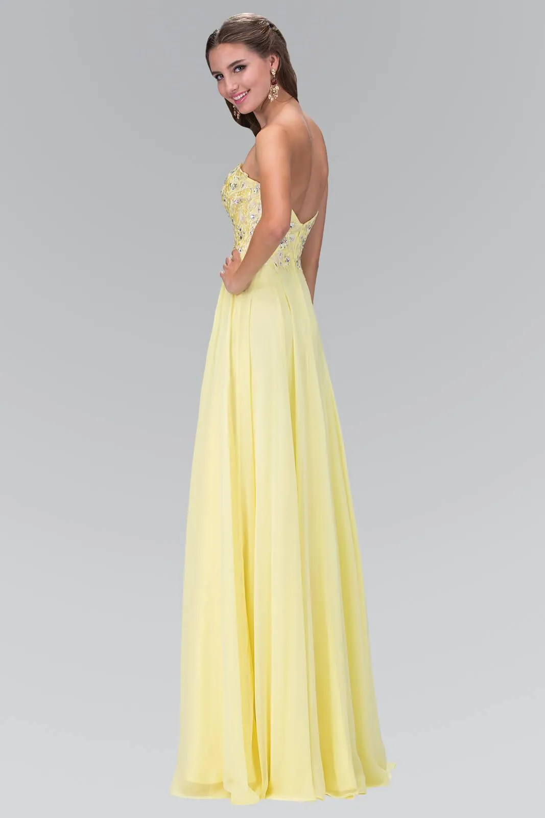 Prom Long Dress Strapless Chiffon Formal Evening Gown