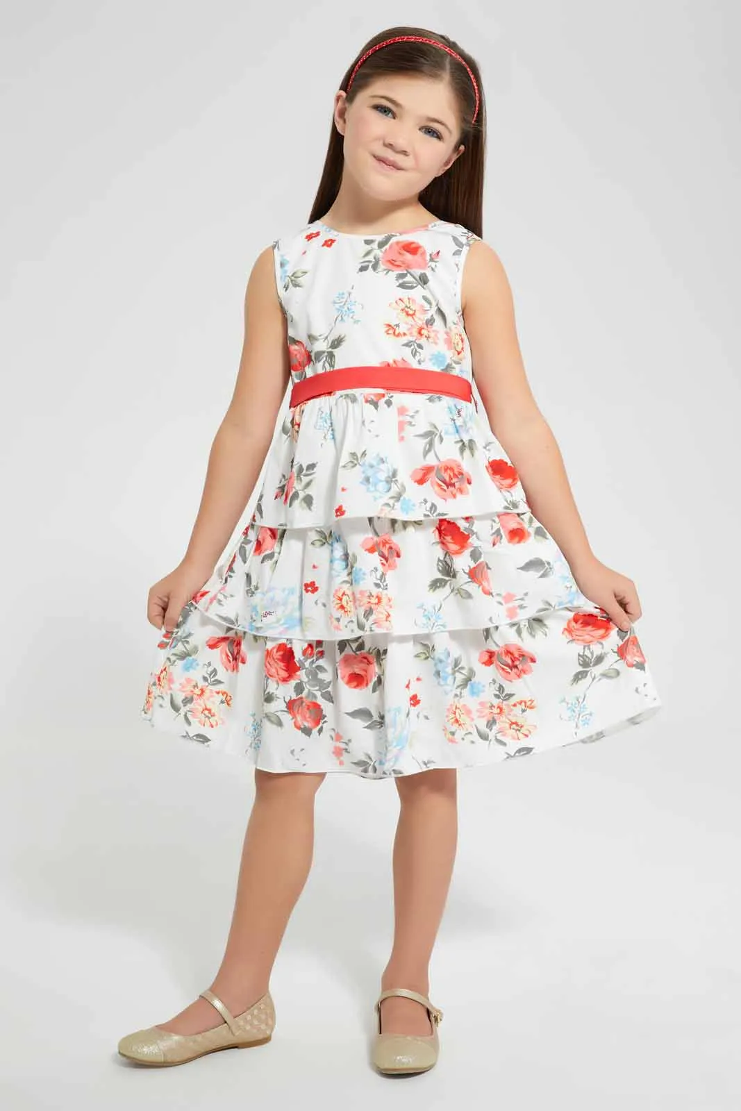 Red And White Floral Dress