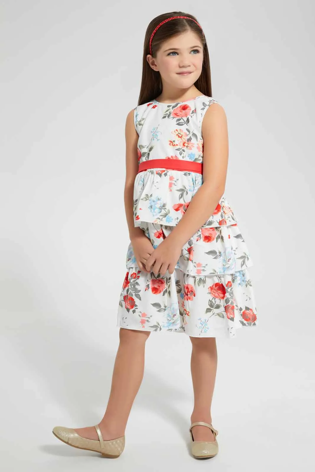 Red And White Floral Dress