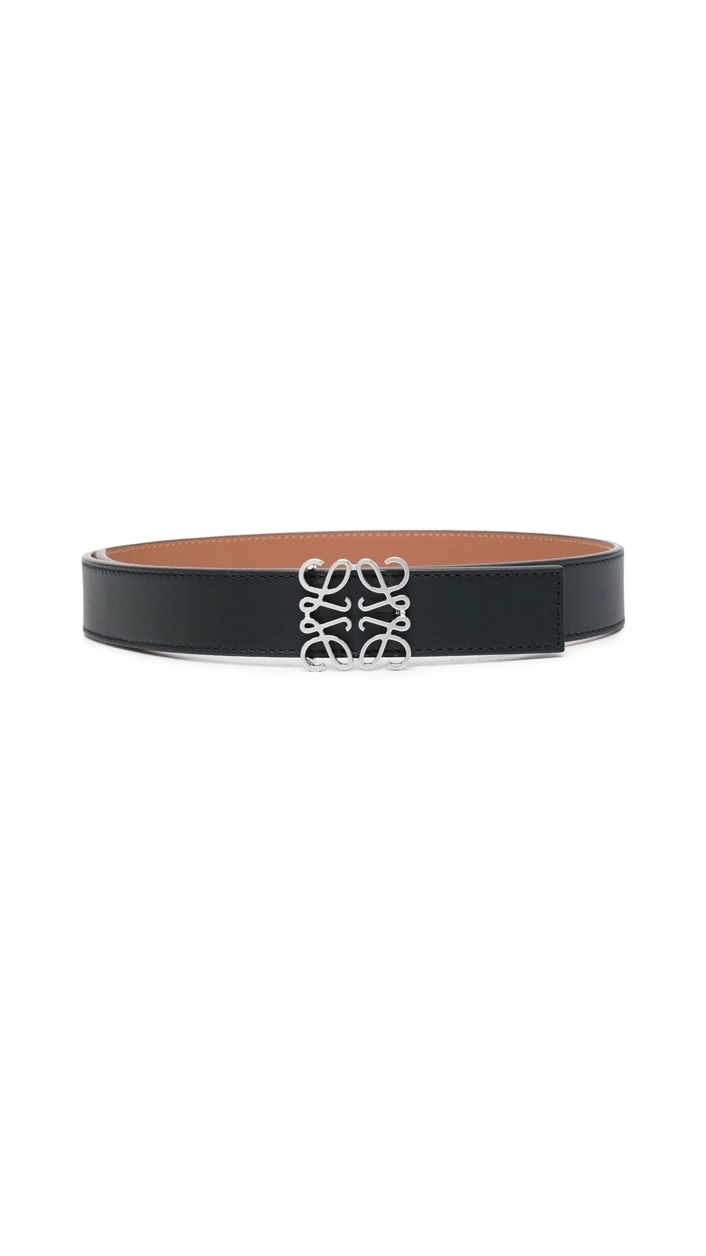 Reversible Anagram Belt In Smooth Calfskin - Black/Brown