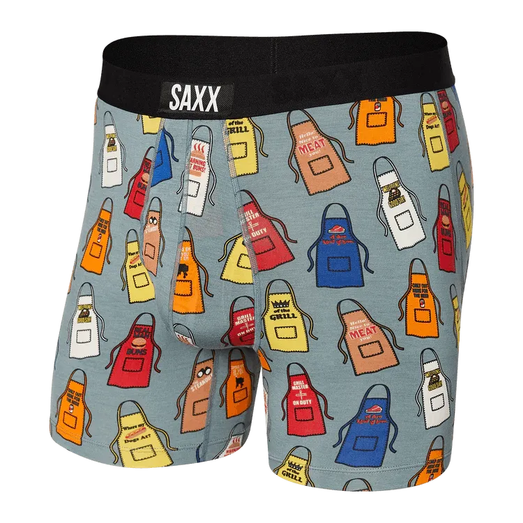 SAXX Men's Ultra Boxer Brief Underwear - Grillicious Washed Green