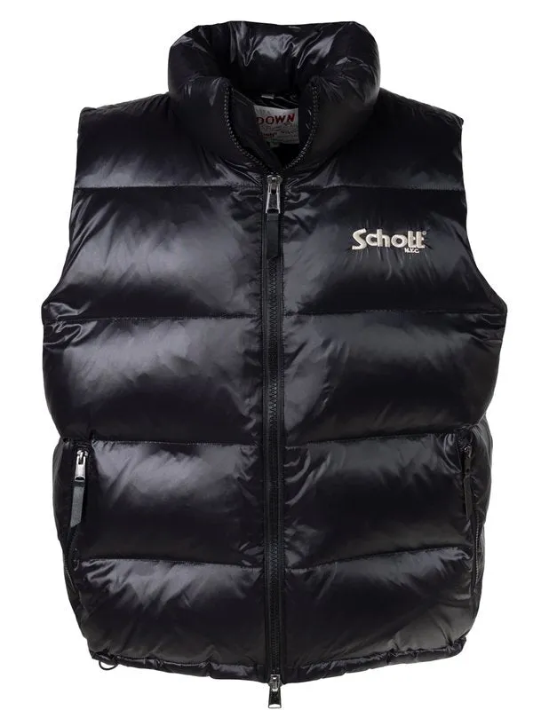 Schott N.Y.C NYLON DOWN FILLED VEST MENS -BLACK