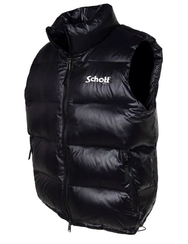 Schott N.Y.C NYLON DOWN FILLED VEST MENS -BLACK