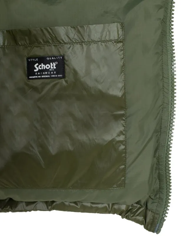 Schott N.Y.C NYLON DOWN FILLED VEST MENS -OLIVE