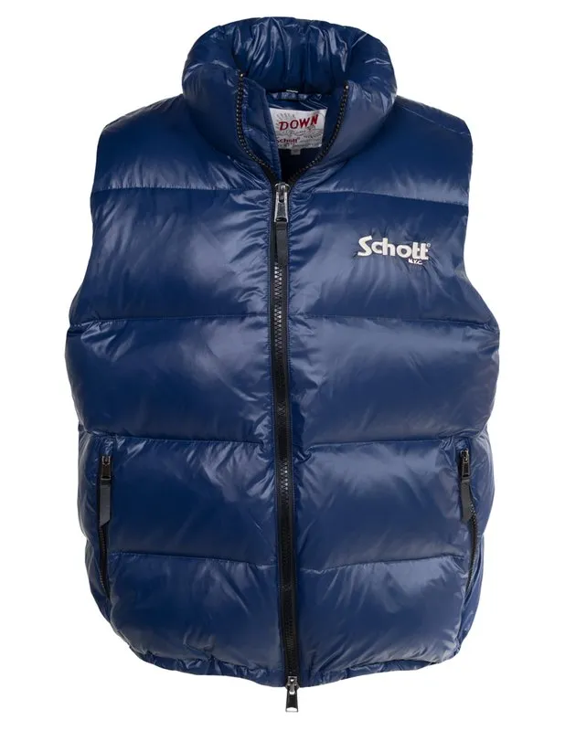 Schott N.Y.C NYLON DOWN FILLED VEST  MENS -ROYAL BLUE/NAVY